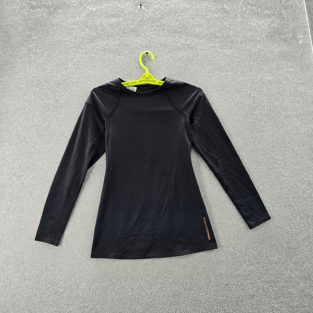 Tommie Copper Women Shirt M Black‎ Activewear Shoulder Support Logo Long Sleeve